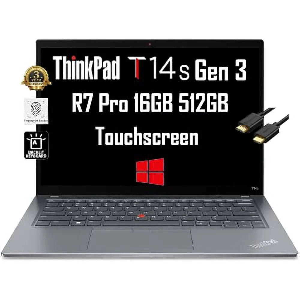 ThinkPad T14s Gen 3 Business Laptop 14" FHD+ Touchscreen (AMD Ryzen 7 Pro 6850U, 16GB RAM, 512GB SSD, (8-Core Beat i7-1185G7)) Backlit, FP, Webcam, 3-Yr WRT, IST Cable, Win 10/11 Pro, Grey