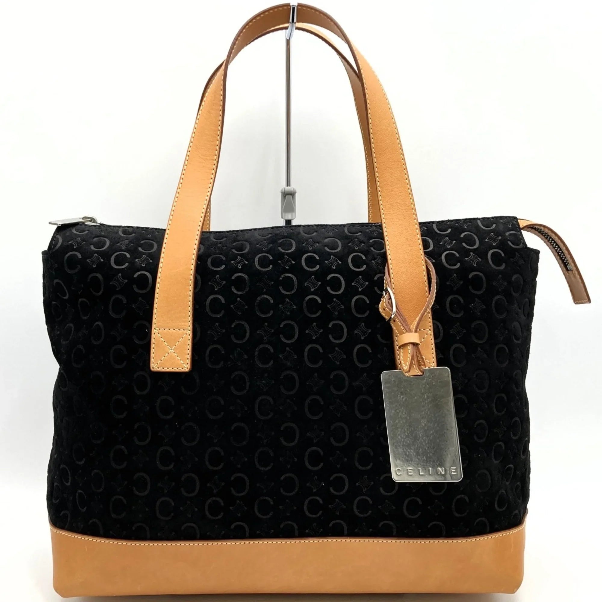 Pre-Owned CELINE C macadam tote bag handbag Ebony suede leather ladies fashion MC00 1 USED (Good)