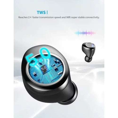 Wireless Earphones TWS Headphones True Stereo Earbuds w Mic Charging Case M1J for Motorola Moto E (2020), One 5G, Razr (2020) (2019), Edge (2021) - NABI DreamTab HD8, XD 10.1" - Nokia 3.1, 7.1