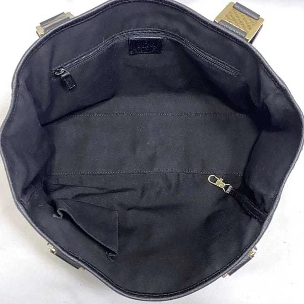 Pre-Owned Gucci Tote Bag Dark Silver Horsebit 145810 Canvas Leather GUCCI Handbag Ladies (Good)