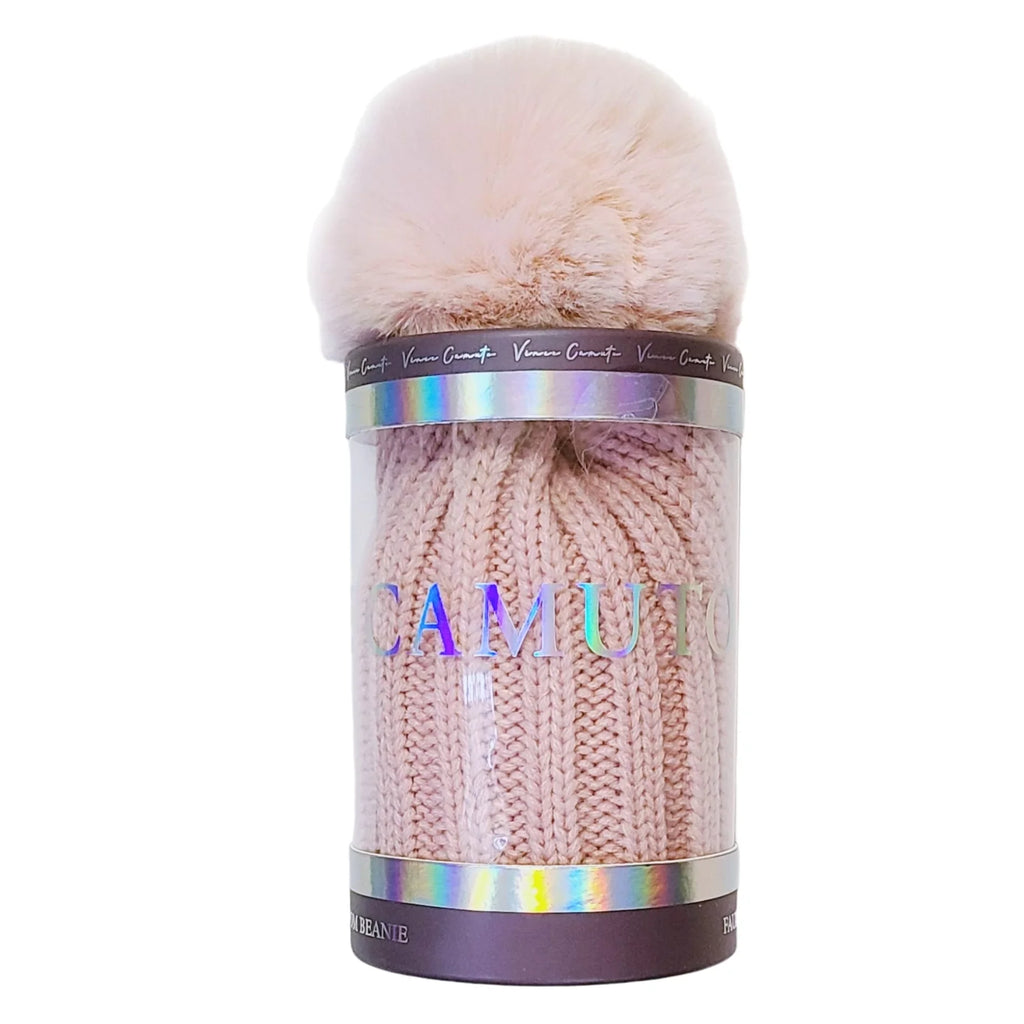 Vince Camuto Women's Faux Fur Pom Beanie Winter Hat with Gift Box