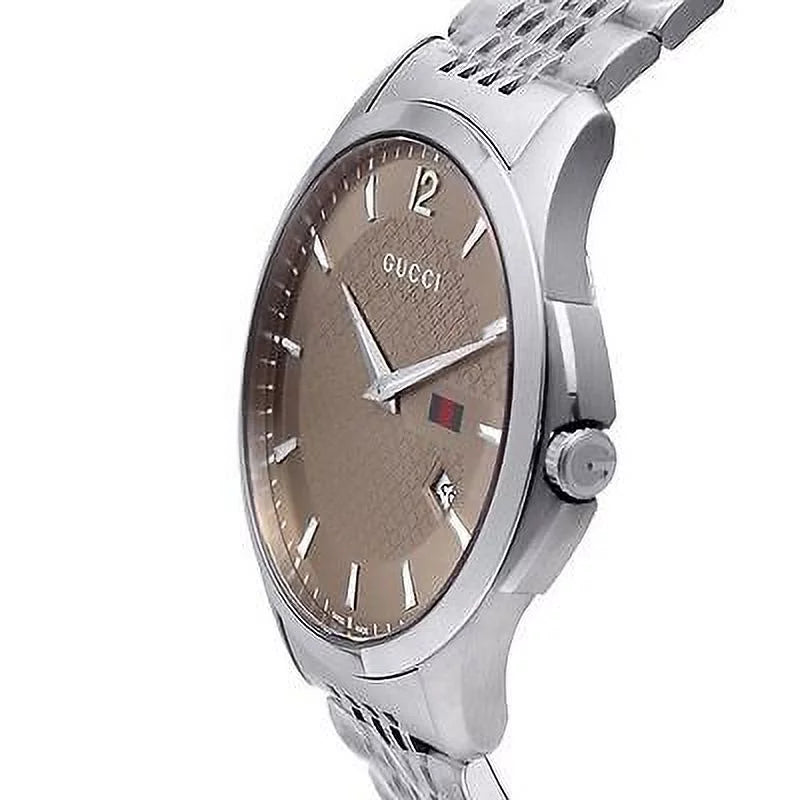 Gucci G-Timeless Brown Dial Stainless Steel Mens Watch YA126310
