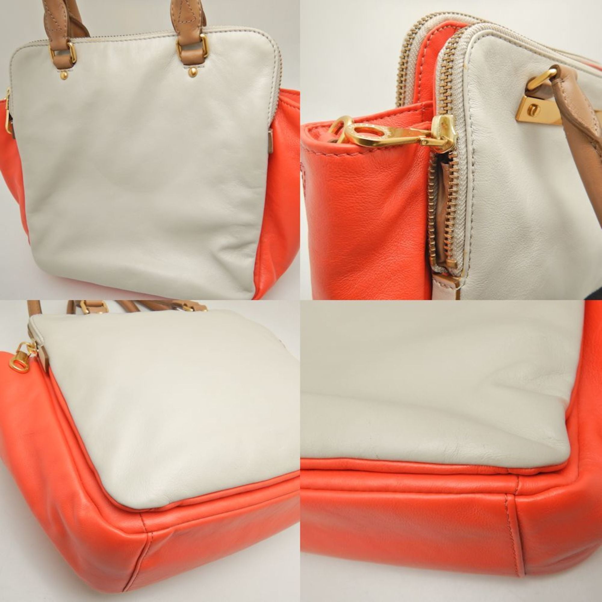 Pre-Owned MARC JACOBS M0001417A Handbag Leather Grey Orange 251616 (Good)