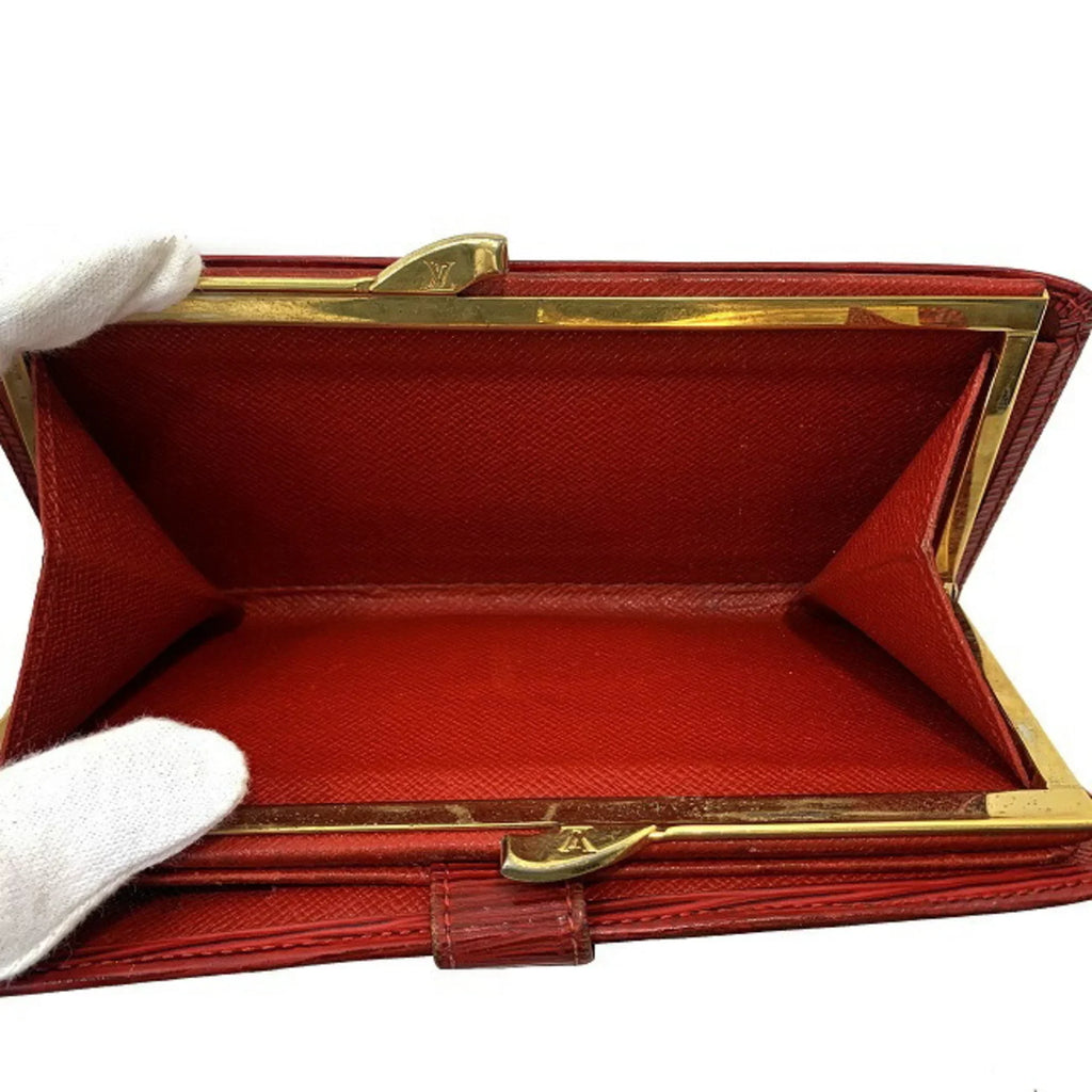 Pre-Owned Louis Vuitton Continental Vienois Castilian Red Epi M63257 Gamaguchi Long Wallet Leather MI0032 LOUIS VUITTON Ladies (Good)