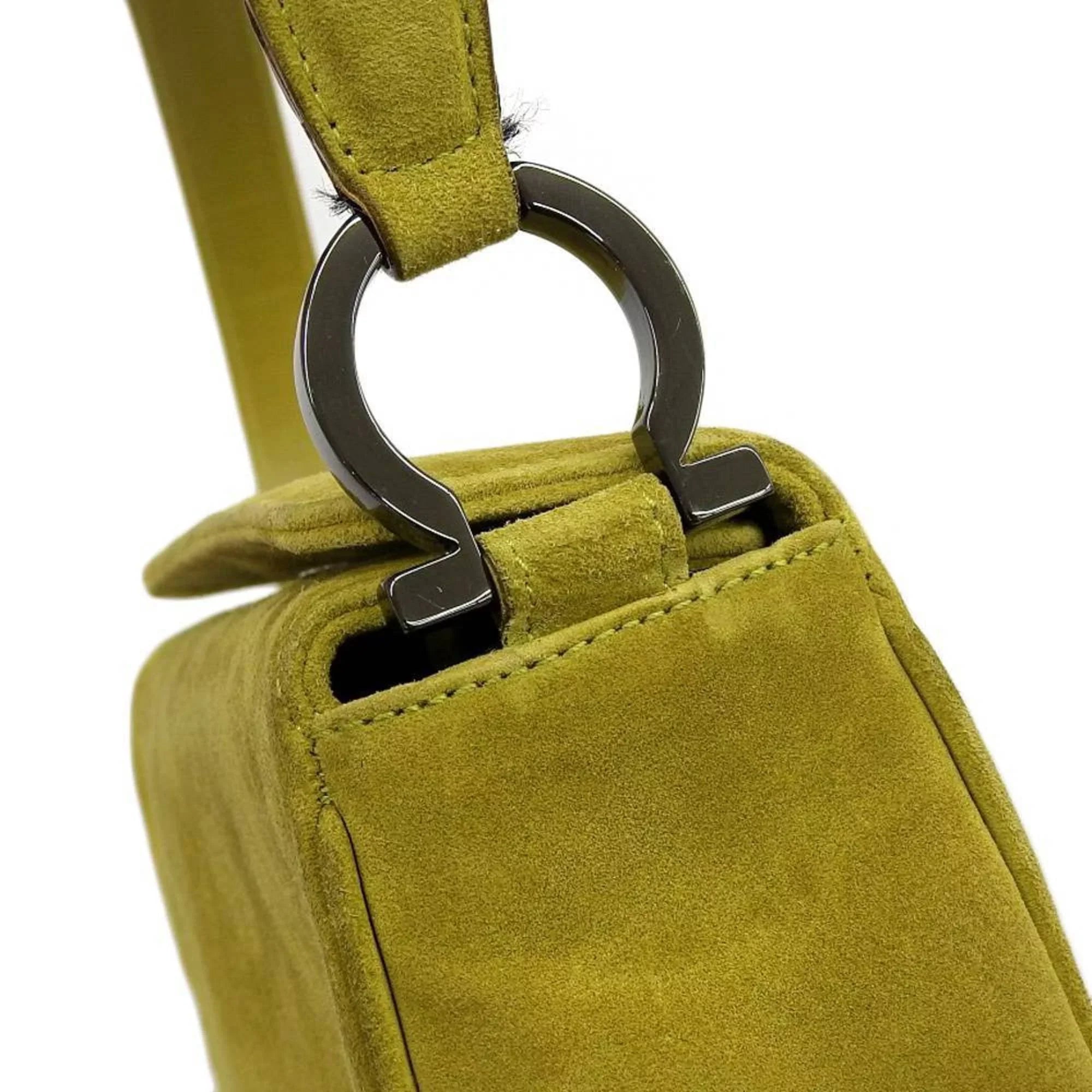 Pre-Owned Salvatore Ferragamo SALVATORE FERRAGAMO Gancini One Shoulder Bag Suede Green BC217651 (Good)