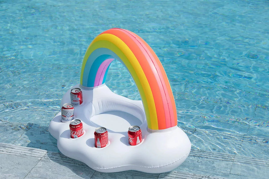 lnflatable Rainbow Cloud Drink Float, Large Capacity Pool Cooler Drink Holder Floating Beverage Salad Fruit Serving Bar Pool Float Party