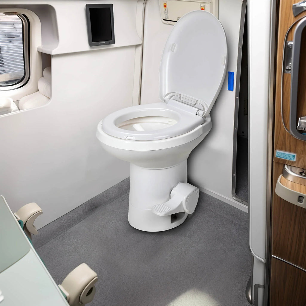 Dextrus Portable RV Toilet with Pedal Flush, Gravity Flush Toilet High Profile for Caravan Travel, Camping, Boating, White