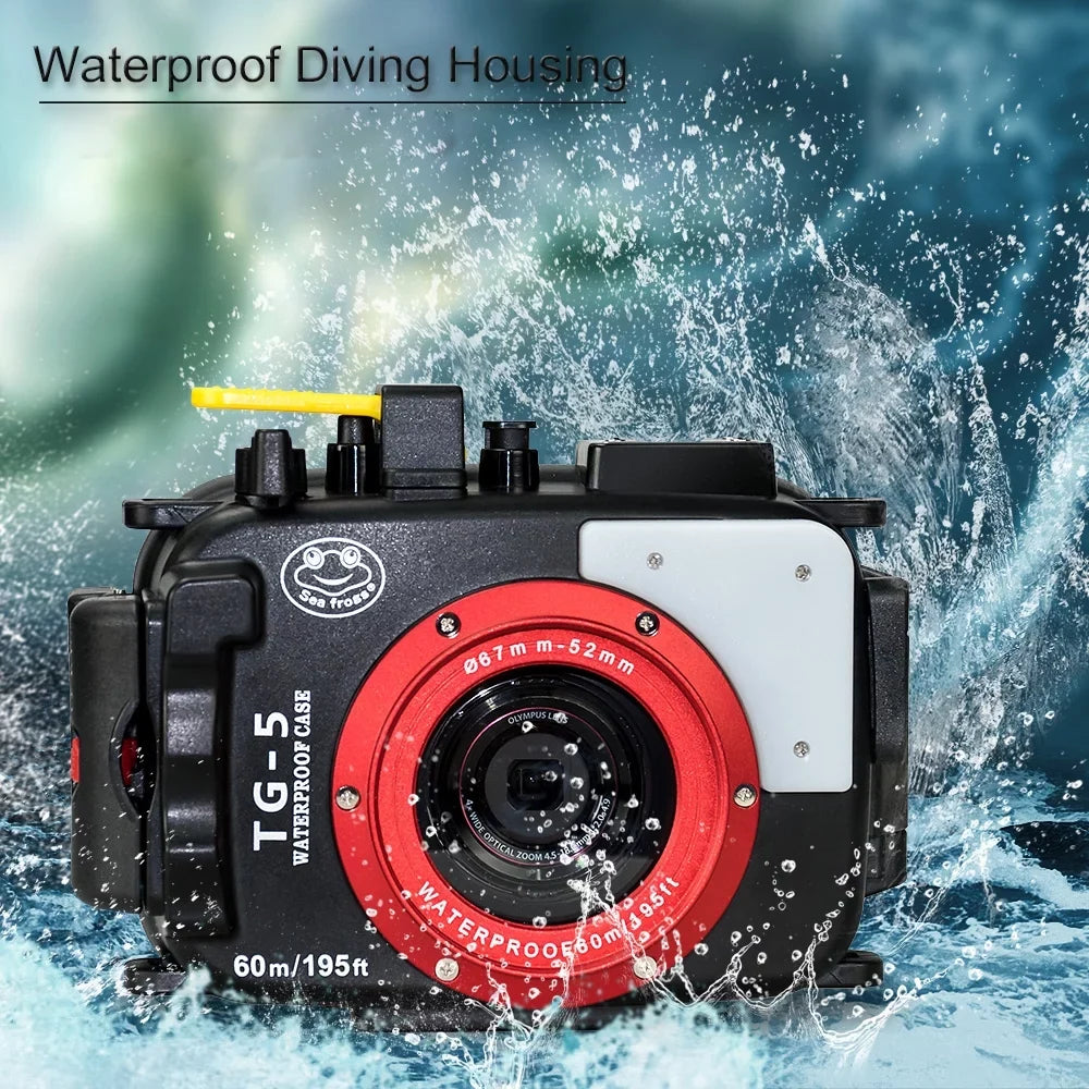 Sea frogs Underwater Camera Housing, Waterproof Diving Case for Olympus TG-5, 60m/195ft Protective Shell