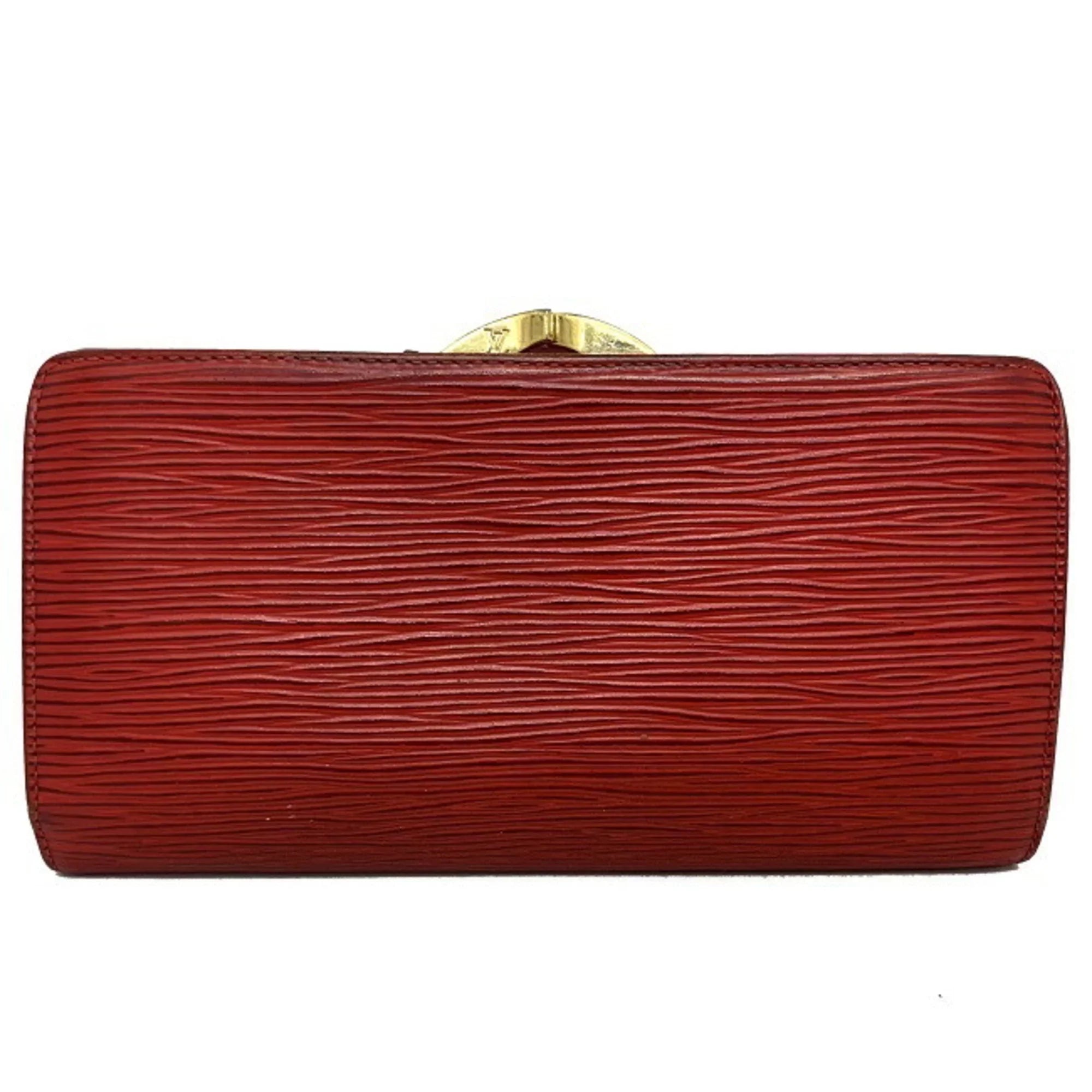 Pre-Owned Louis Vuitton Continental Vienois Castilian Red Epi M63257 Gamaguchi Long Wallet Leather MI0032 LOUIS VUITTON Ladies (Good)