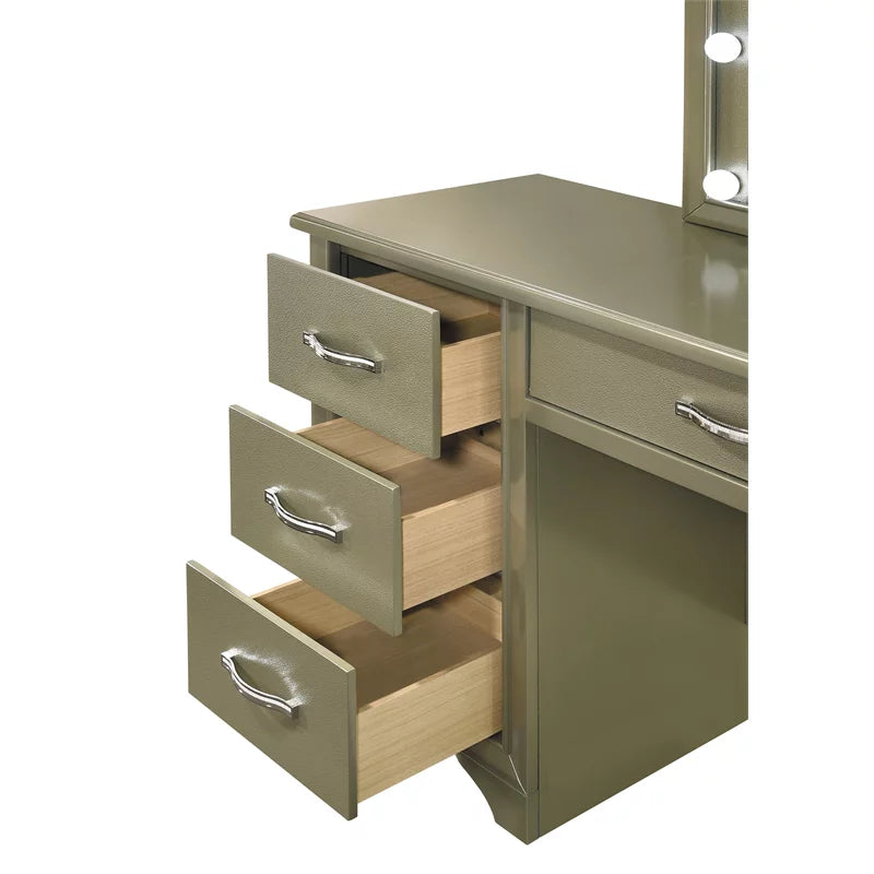 Beaumont 7-drawer Vanity Desk with Lighting Mirror Champagne
