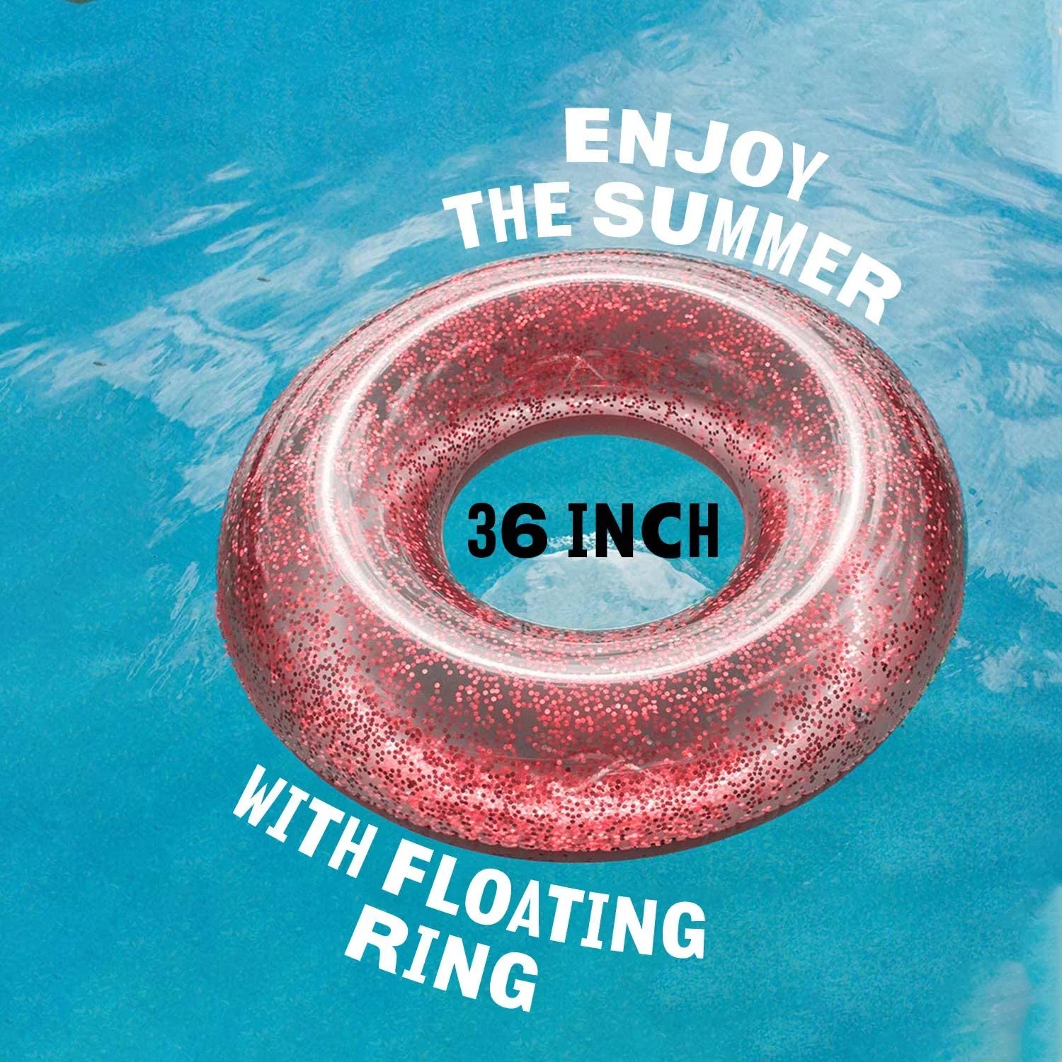 Alyvia Inflatable Rose Gold Pool Float with Glitter Inner Fun Beach Floaties, Swim Party Toys, Summer Pool Round Rings for Adults & Kids | 48 Inch