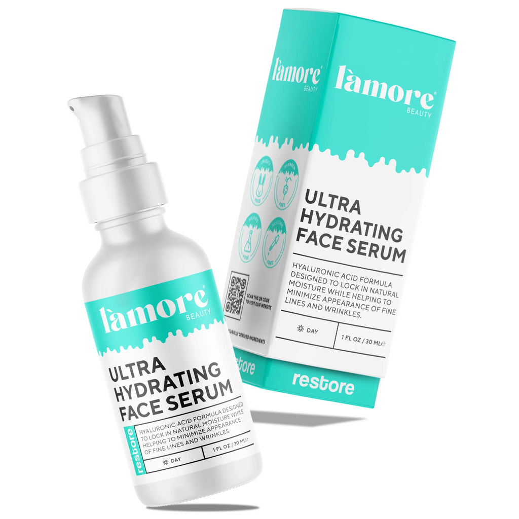 L'amore Beauty Ultra Hydrating Face Serum - Hyaluronic Acid Serum for Face - Resurfacing Retinol Serum for Face, Neck - Vitamin C Facial Moisturizer - Anti Aging Wrinkle Face Serum for Women, 1oz