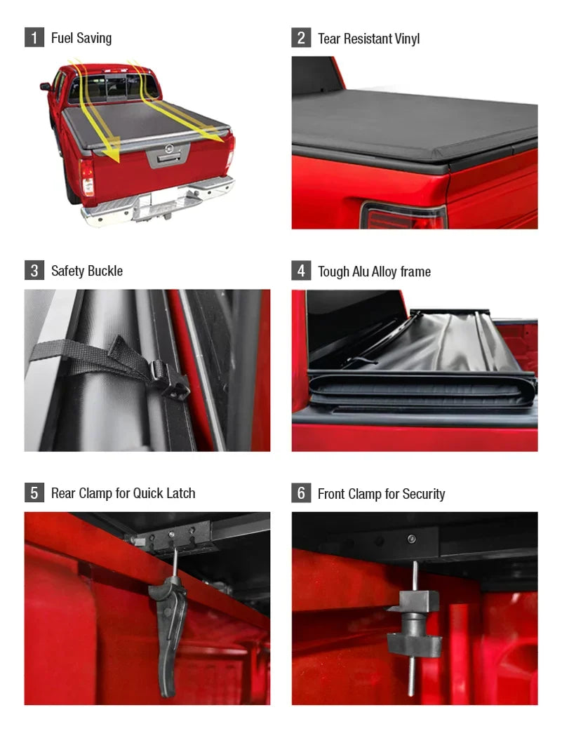 MaxMate Soft Tri-fold Truck Bed Tonneau Cover Compatible with 2019-2024 Ford Ranger | 5' (61") Bed | TCF371066