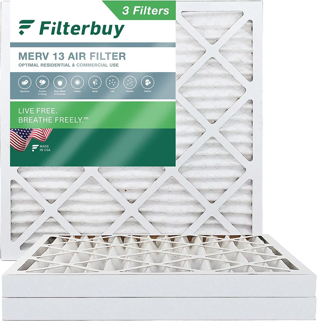 Filterbuy 12x12x2 MERV 13 Pleated HVAC AC Furnace Air Filters (3-Pack)