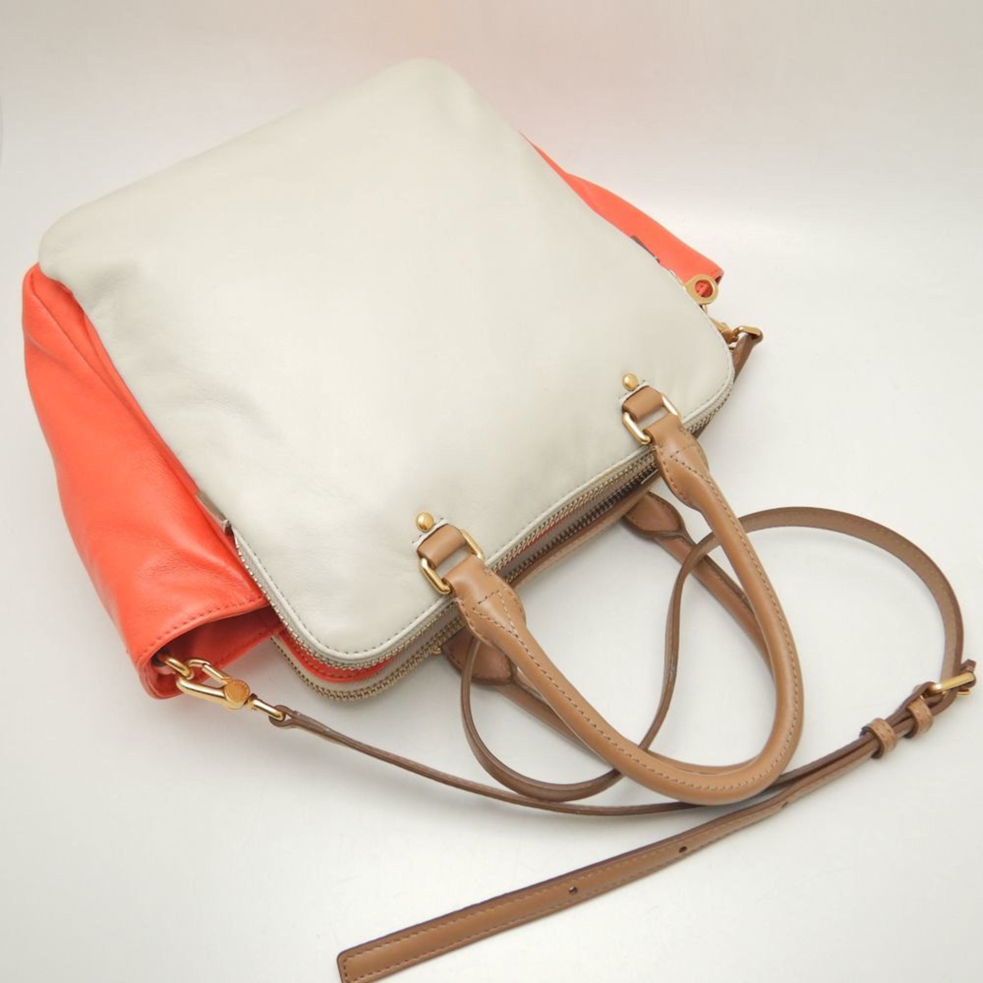 Pre-Owned MARC JACOBS M0001417A Handbag Leather Grey Orange 251616 (Good)