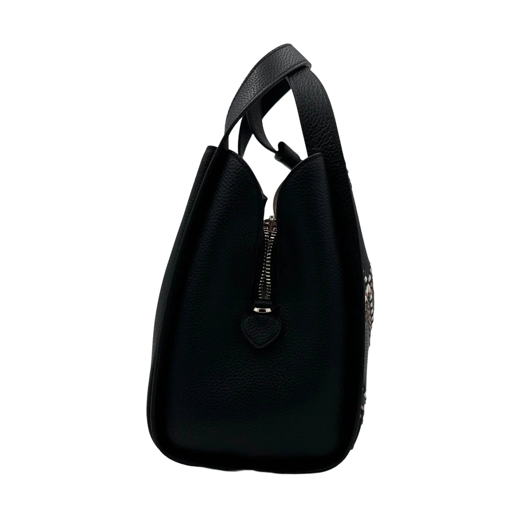 Kate Spade Knott Plaid Stitched Medium Crossbody Tote - Ebony