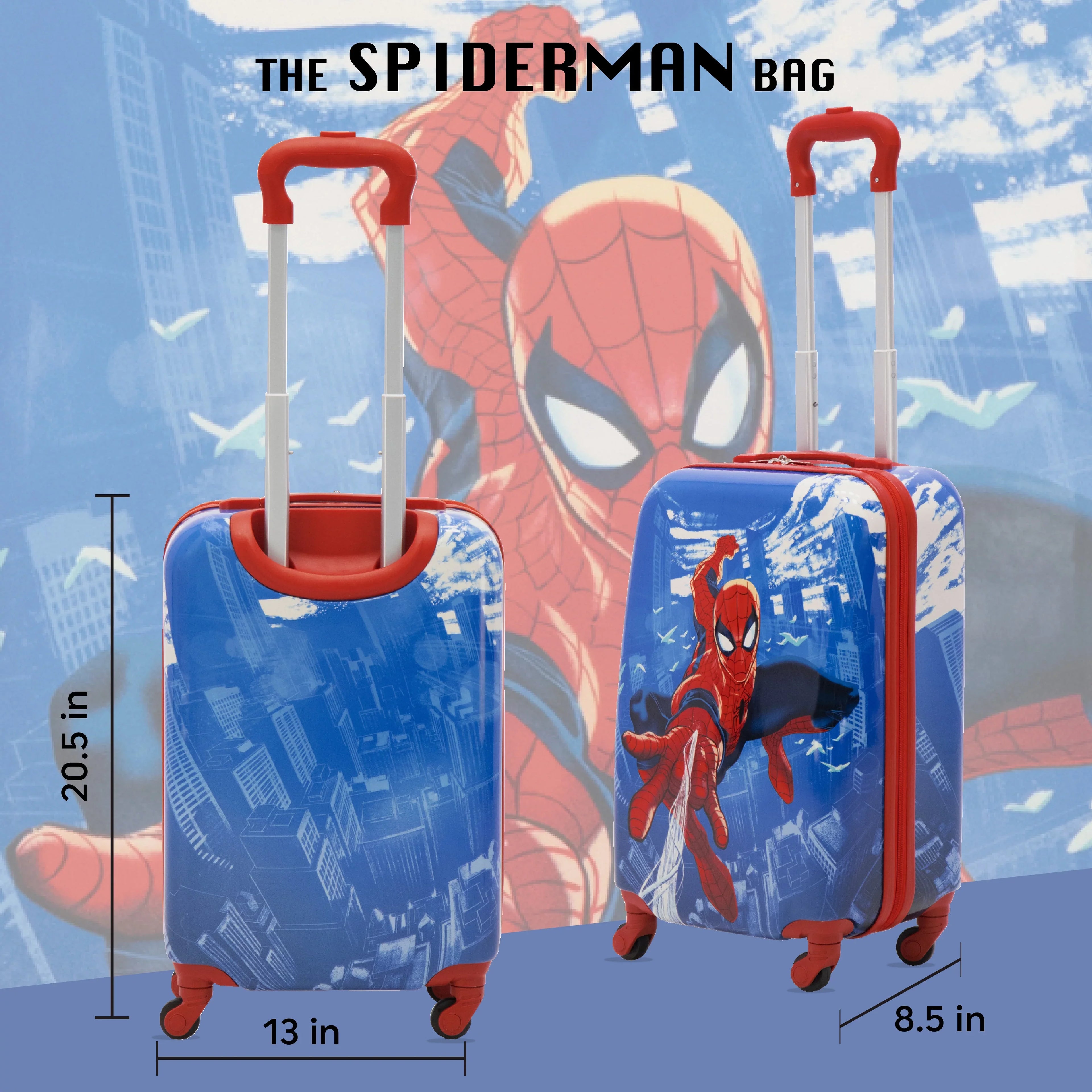 Marvel Spider-Man 21 Inch Kids Rolling Luggage, Hardshell Carry On Suitcase with Wheels, Blue