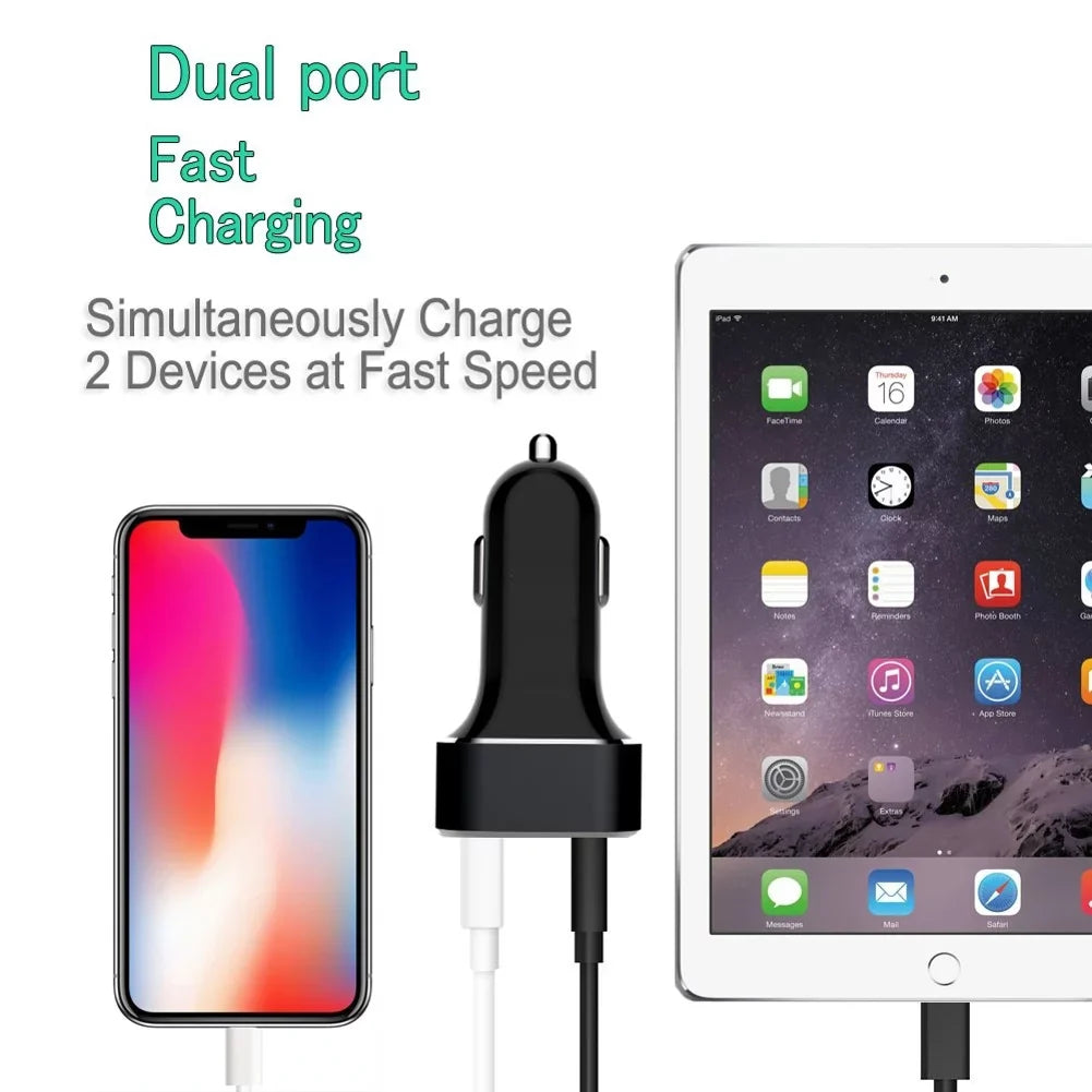 2-Port USB 36W Quick Car Charger w Cord Charger 6ft USB Cable M8J for Dark Motion, Key2, KEYone, LE - BLU G9, Vivo XI Plus 5 - CAT S61 S48c - Coolpad Legacy - Essential Phone (PH-1)