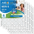 12x12x1 Air Filter MERV 8 Comparable to MPR 700 & FPR 5 Electrostatic Pleated Air Conditioner Filter 6 Pack HVAC AC Premium USA Made 12x12x1 Furnace Filters by AIRX FILTERS WICKED CLEAN AIR.