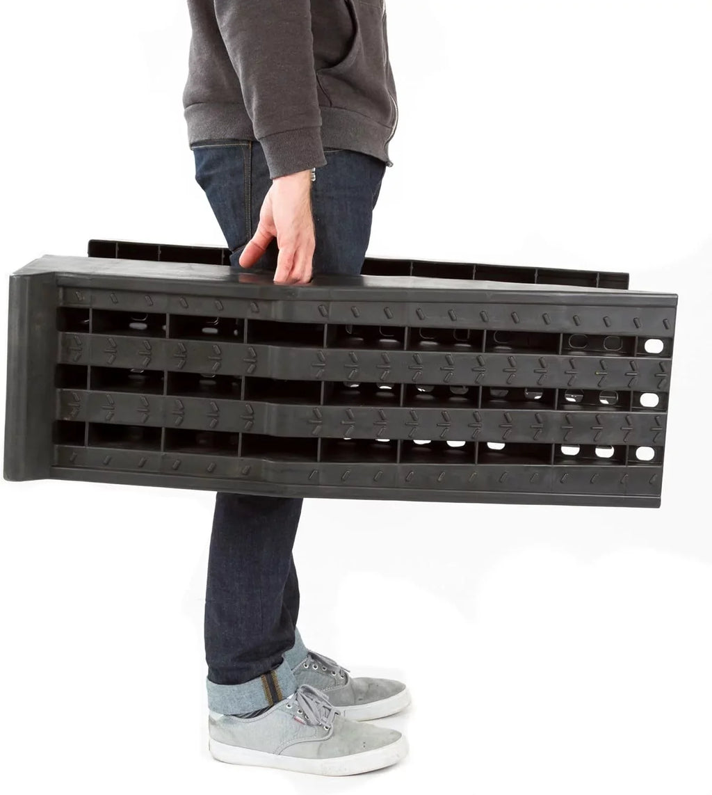PSR295 Plastic Car Service Ramps - Lifts Vehicles 6.25" H for Maintenance or Oil Changes - Each Ramp is 12" W - Pack of Two - 10,000 lbs. Capacity Per Pair