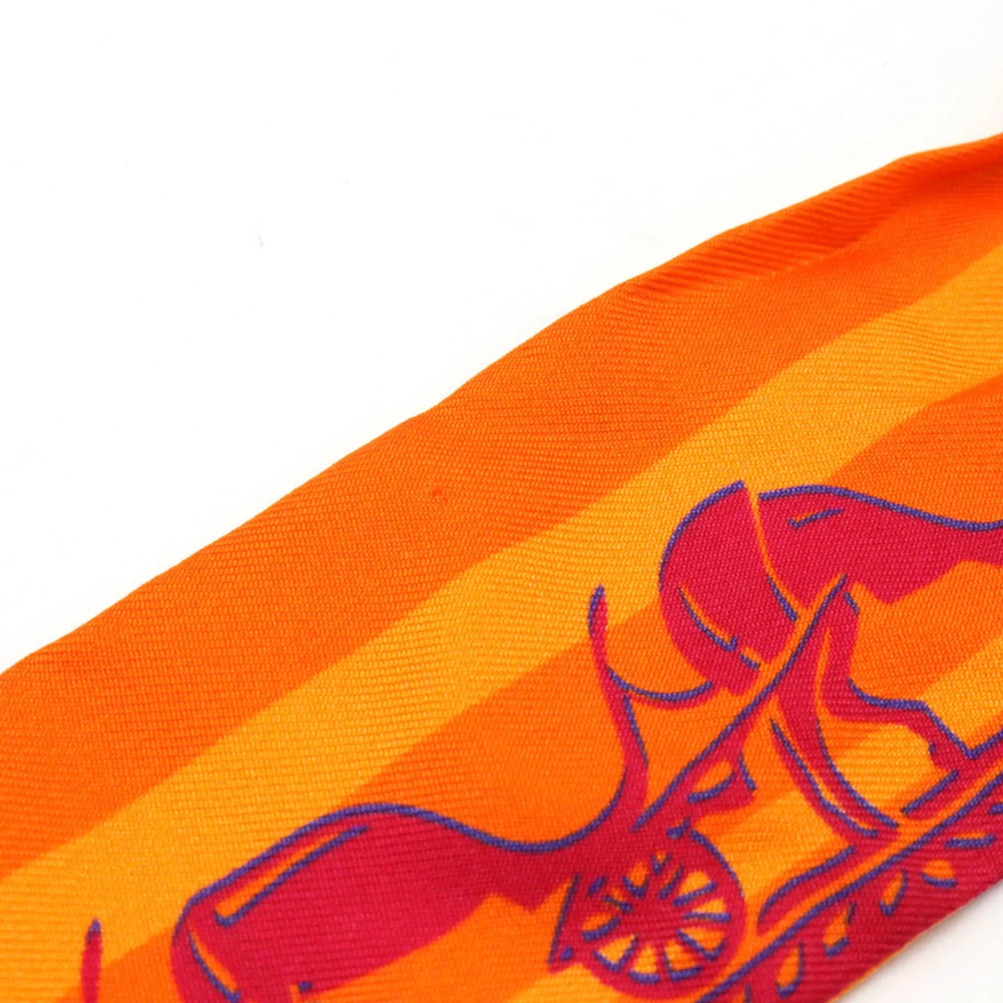 Pre-Owned HERMES Twilly Faubourg 24 Ginza 5-4-1 Scarf Muffler Hermes 10th Anniversary 100% Silk Orange (Good)