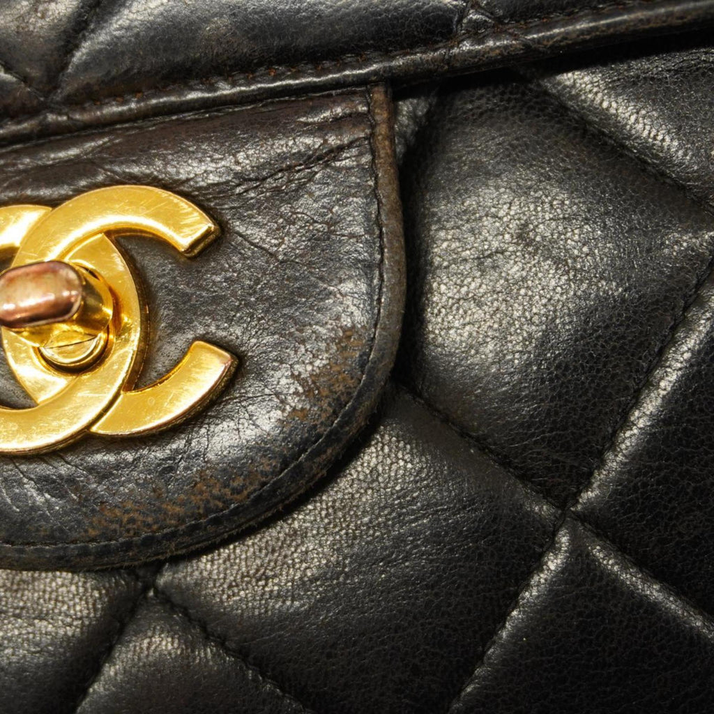 Pre-Owned Chanel Shoulder Bag Matelasse Double Face W Chain Lambskin Dark Women's (Good)