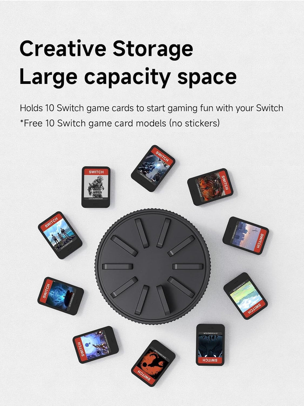 Game Storage Case for Nintendo Switch, PS Vita, Rotating Game Card Case with 10 Card Slots, Dark