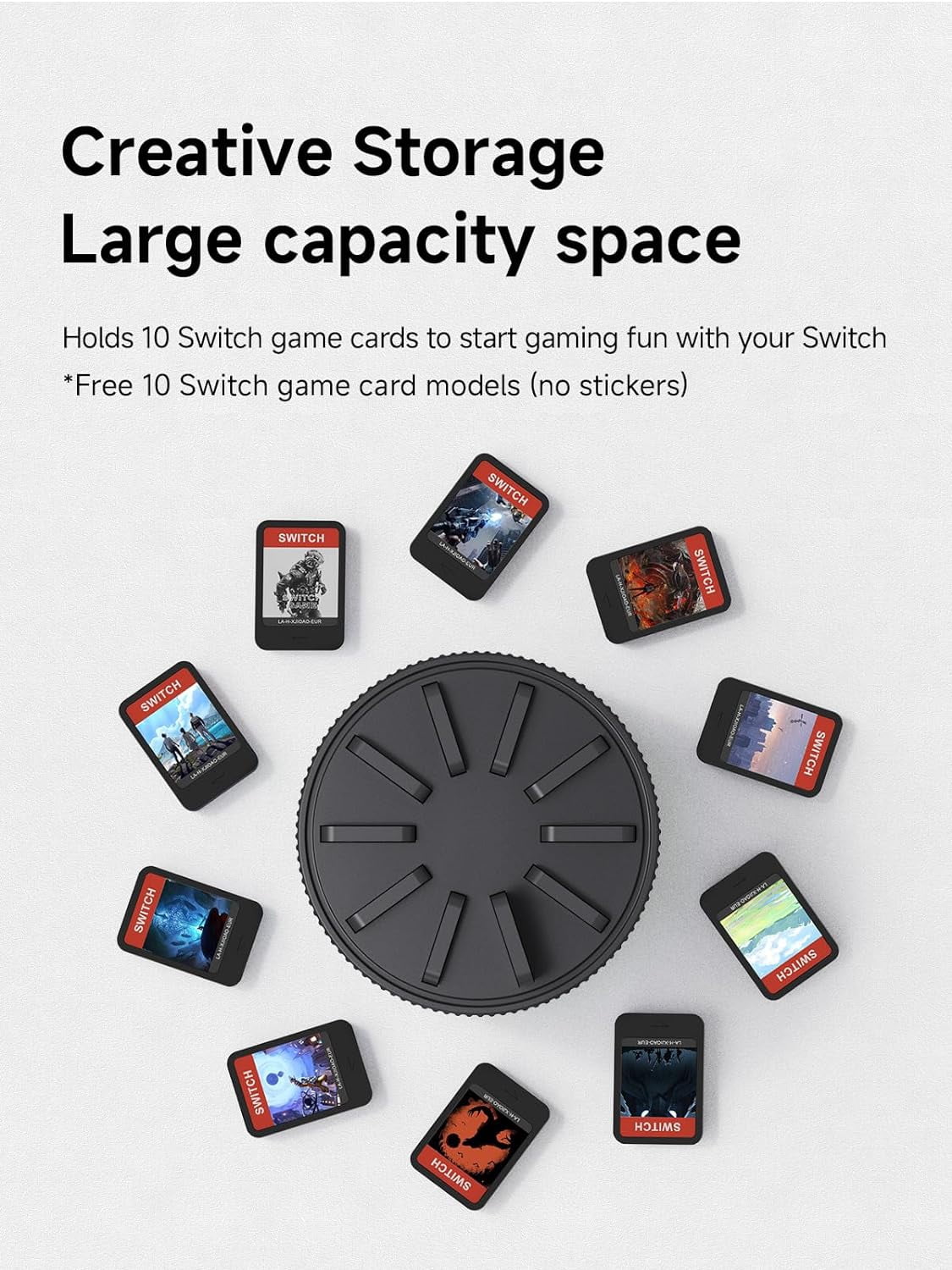Game Storage Case for Nintendo Switch, PS Vita, Rotating Game Card Case with 10 Card Slots, Dark