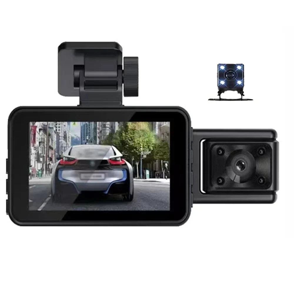 3 Channel Dash Cam Front and Rear Inner 1080p 3 Inches 170° Wide Angle Dashcam, Dash Camera for Cars with 128GB Card, Super Night Vision, G-Sensor, Motion Detection