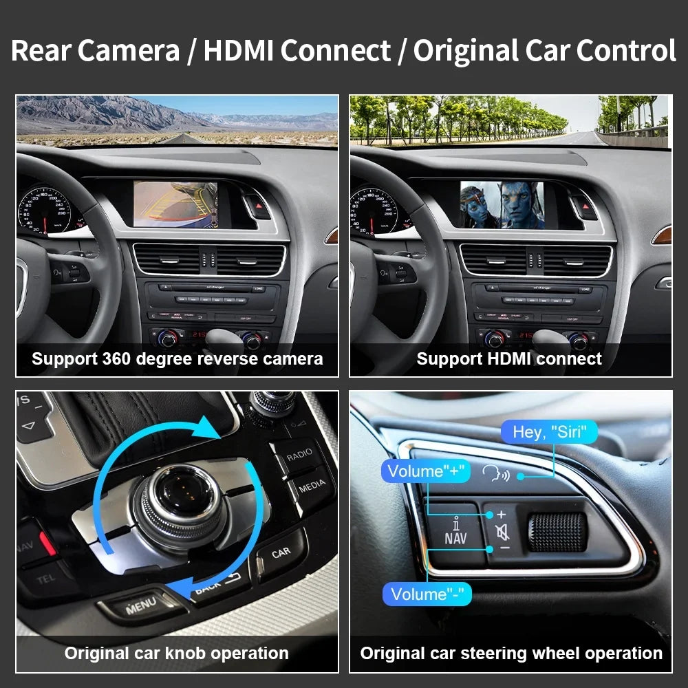 Ninetom Wireless Android Auto Carplay for Audi A4 A5 S4 S5 RS4 RS5 Q5 2008-2015 Support 3GMMI System,Carplay Retrofit Kit,Mirrorlink,Siri,Navigation,YouTube,Original Control,Camera